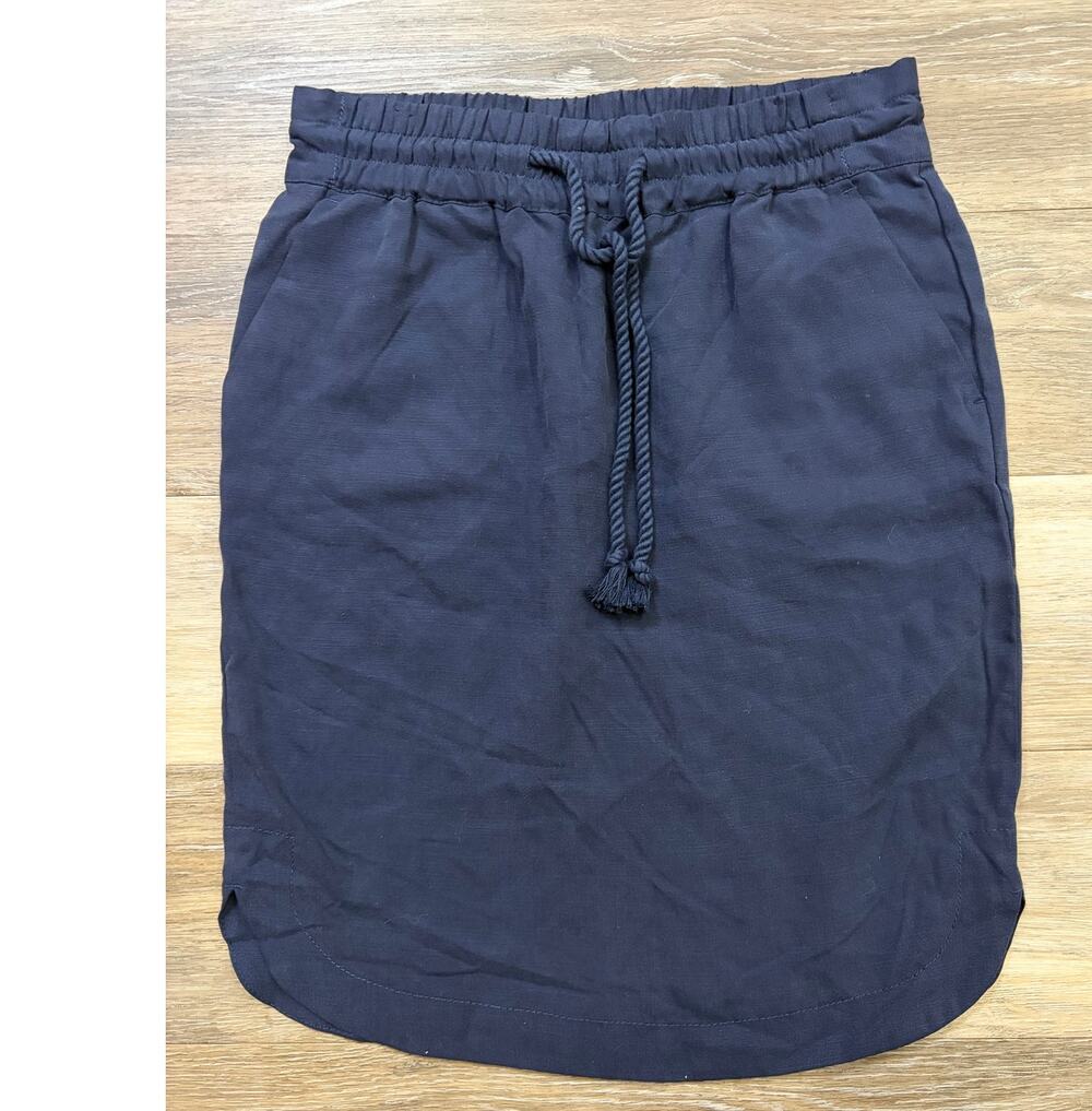 LOFT Navy Elastic Waist Drawstring Skirt Size XS Casual